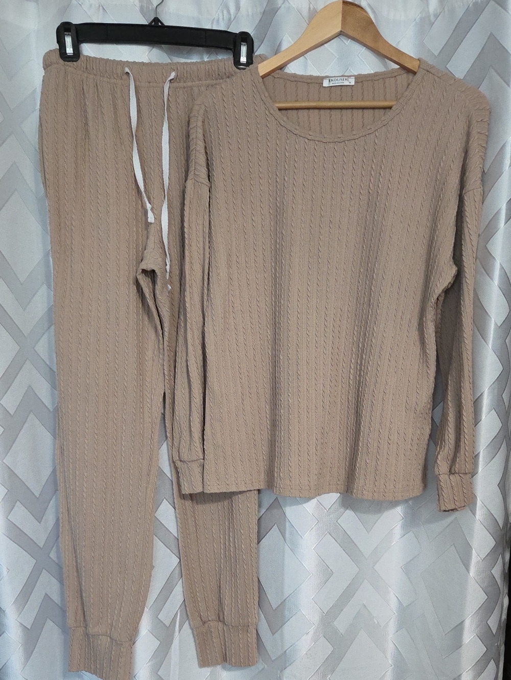 Cozy Cable Knit Loungewear Set - Beige